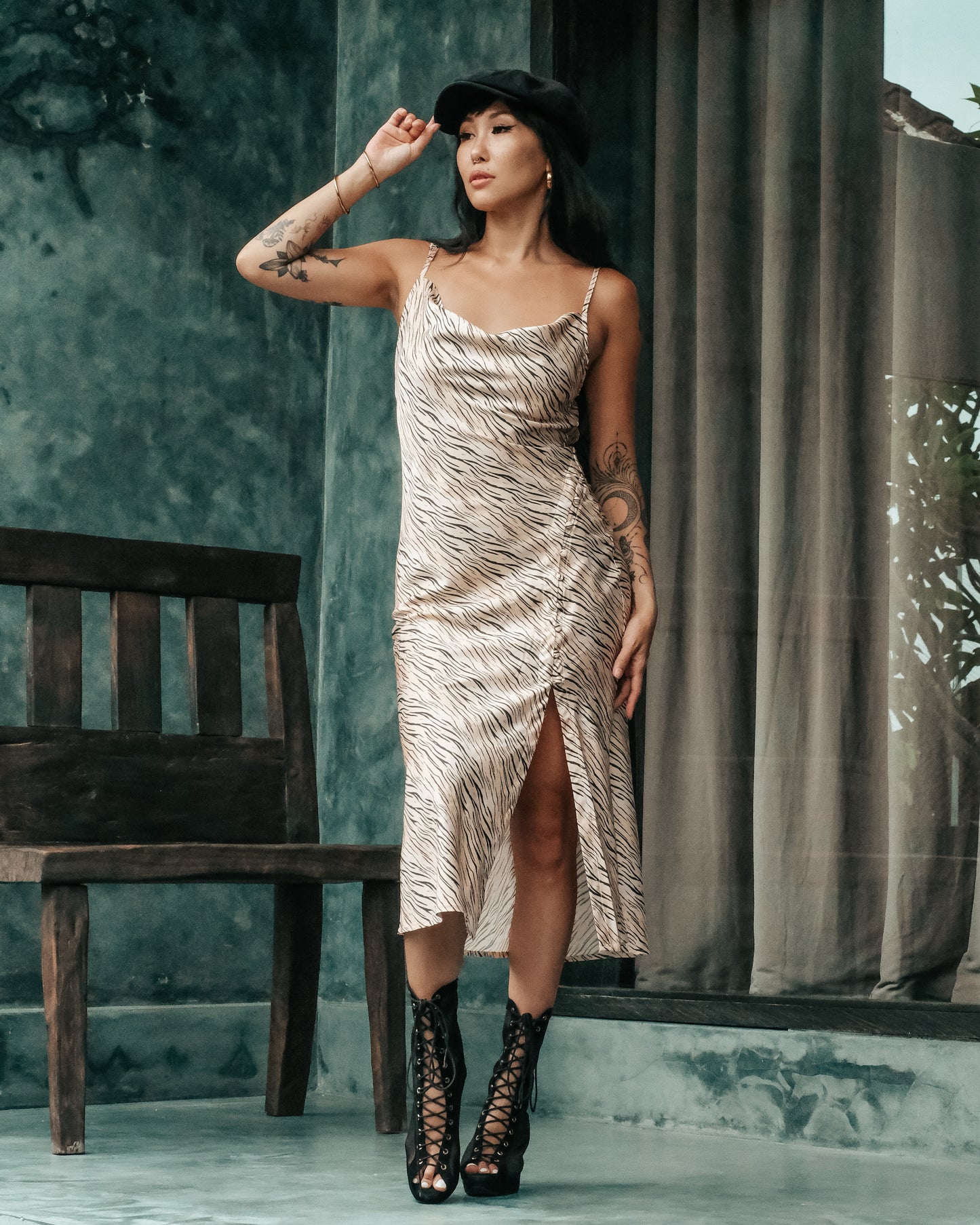 Daphne Silk Dress (Zebra Print)