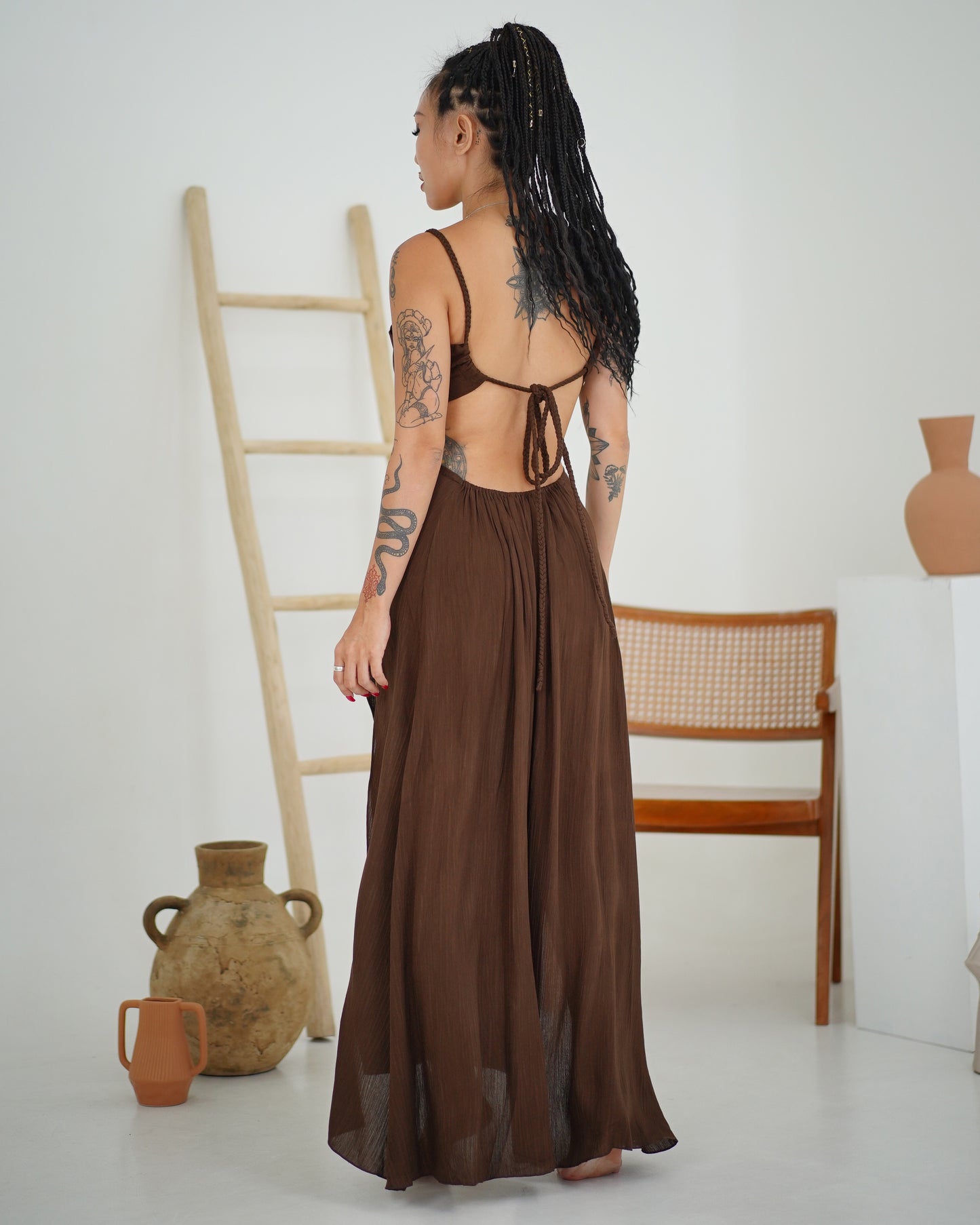 Venus Plait Dress (Brown)