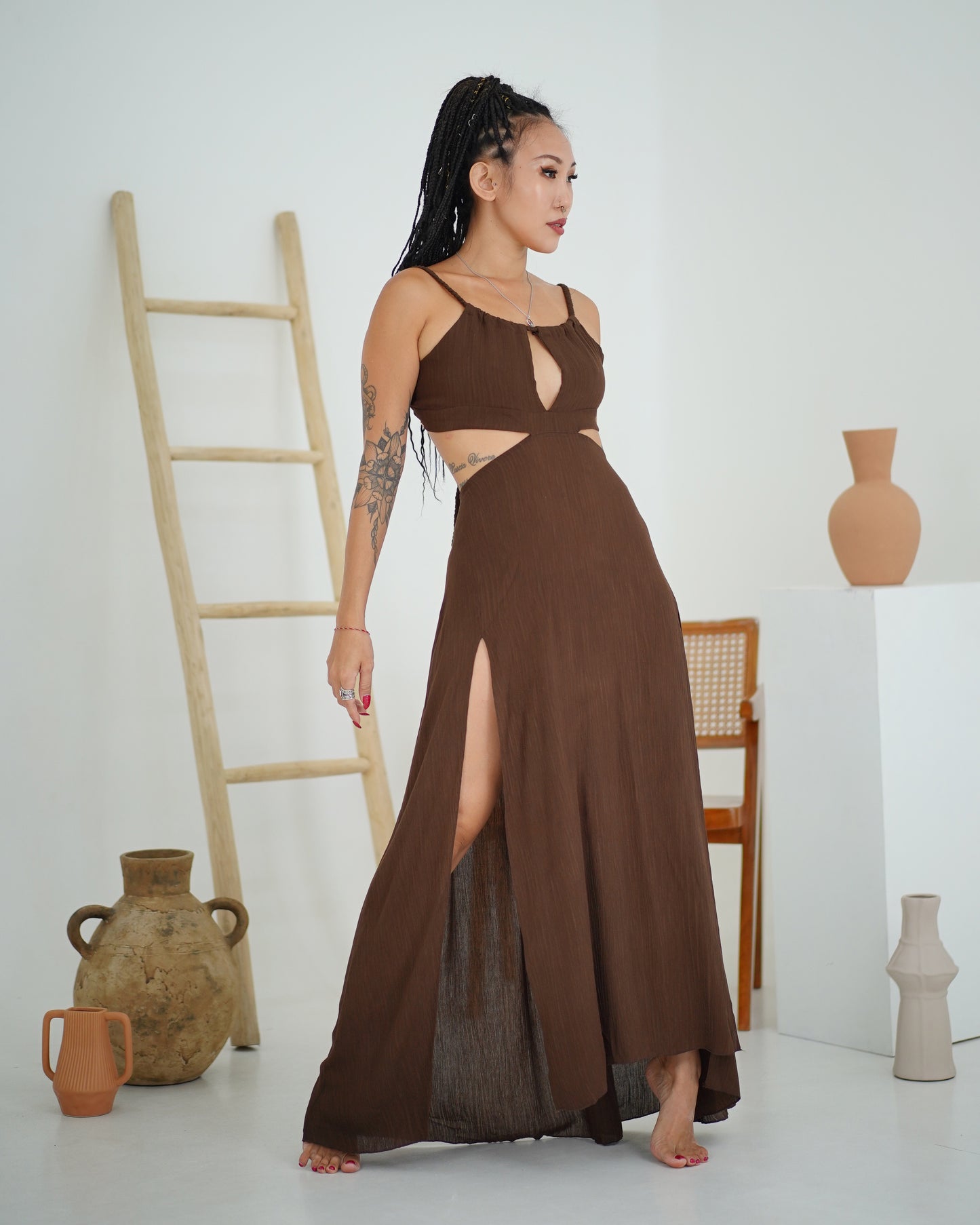Venus Plait Dress (Brown)