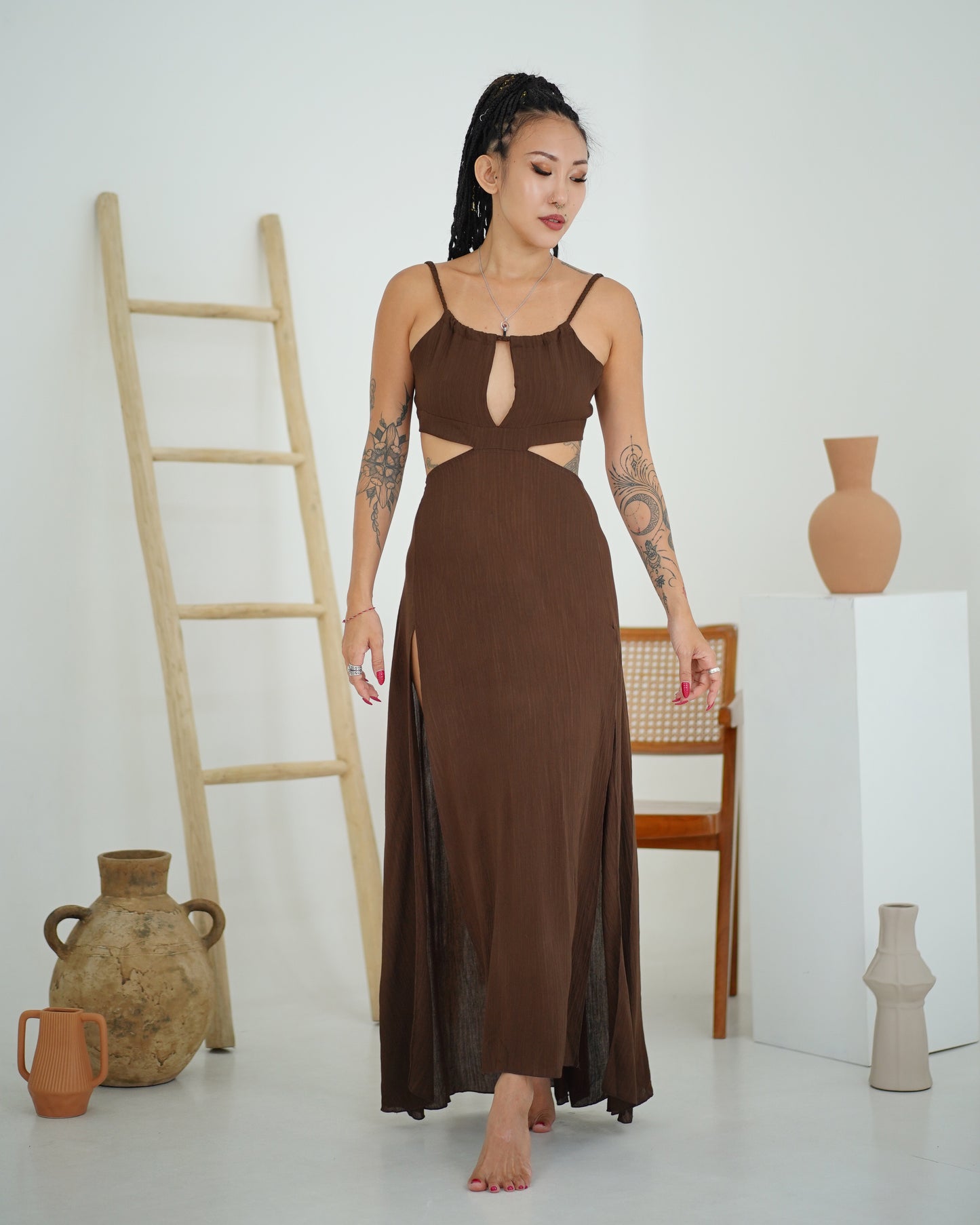Venus Plait Dress (Brown)