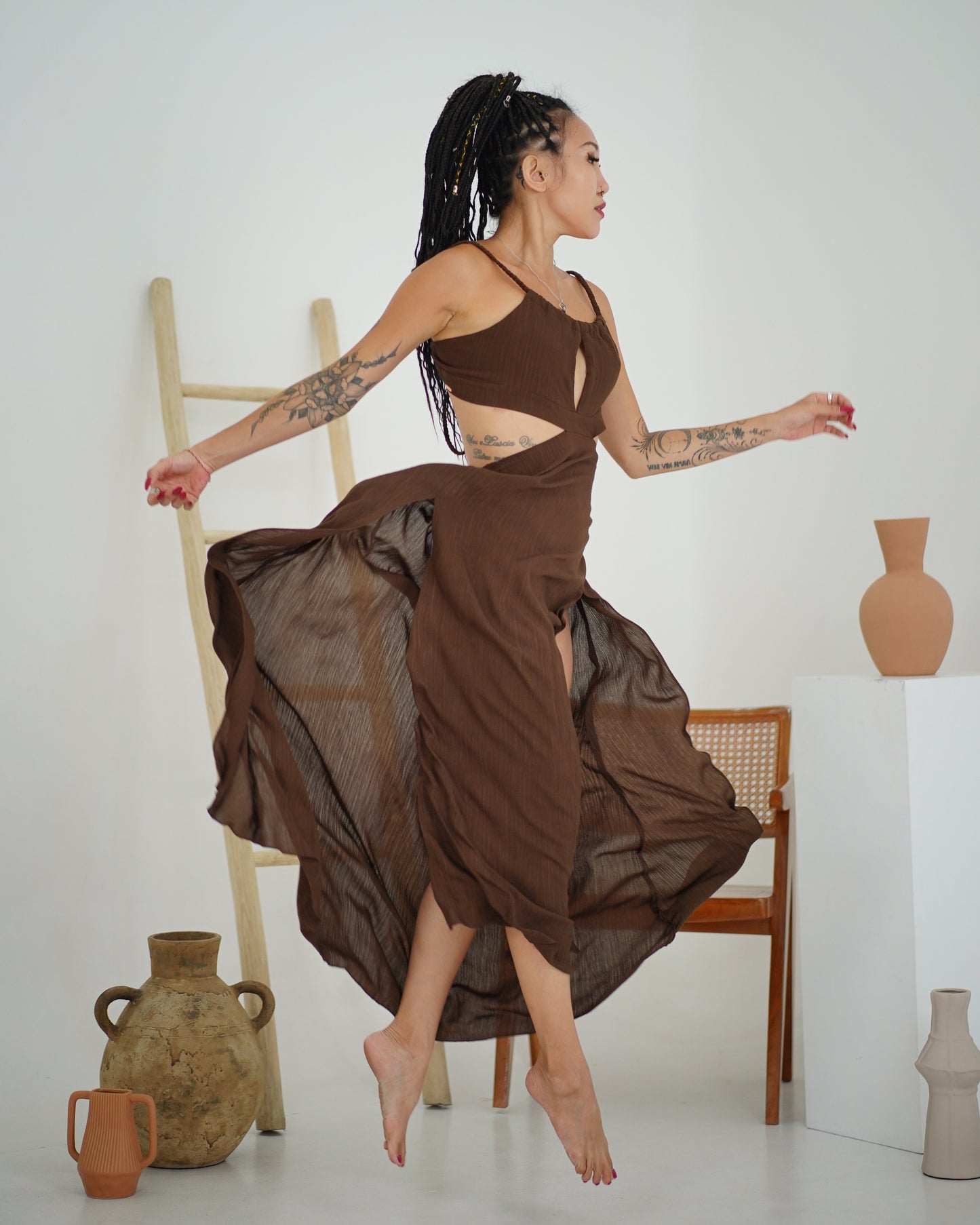 Venus Plait Dress (Brown)