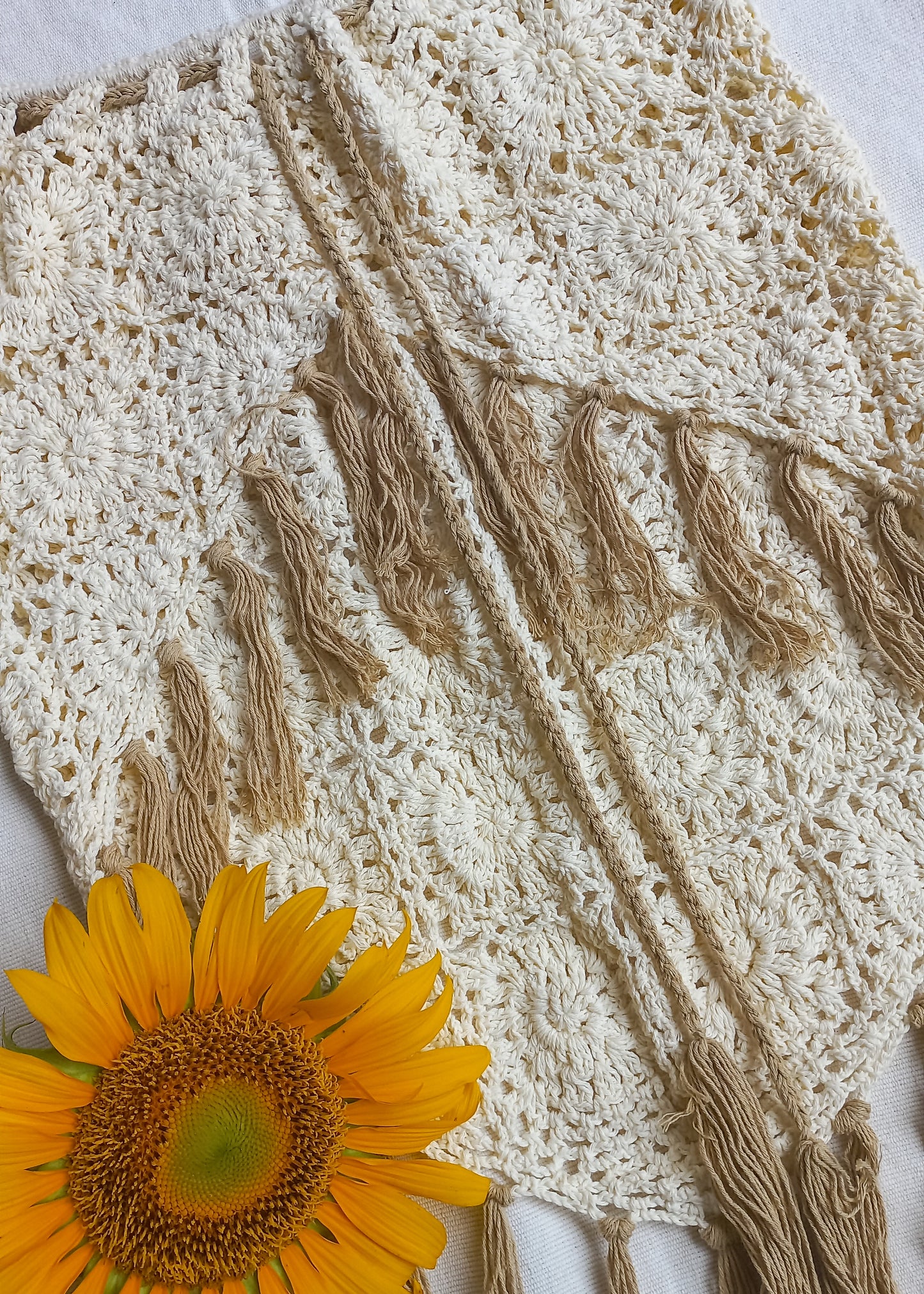 Crochet Mid-thigh Tassel Skirt (Cream)