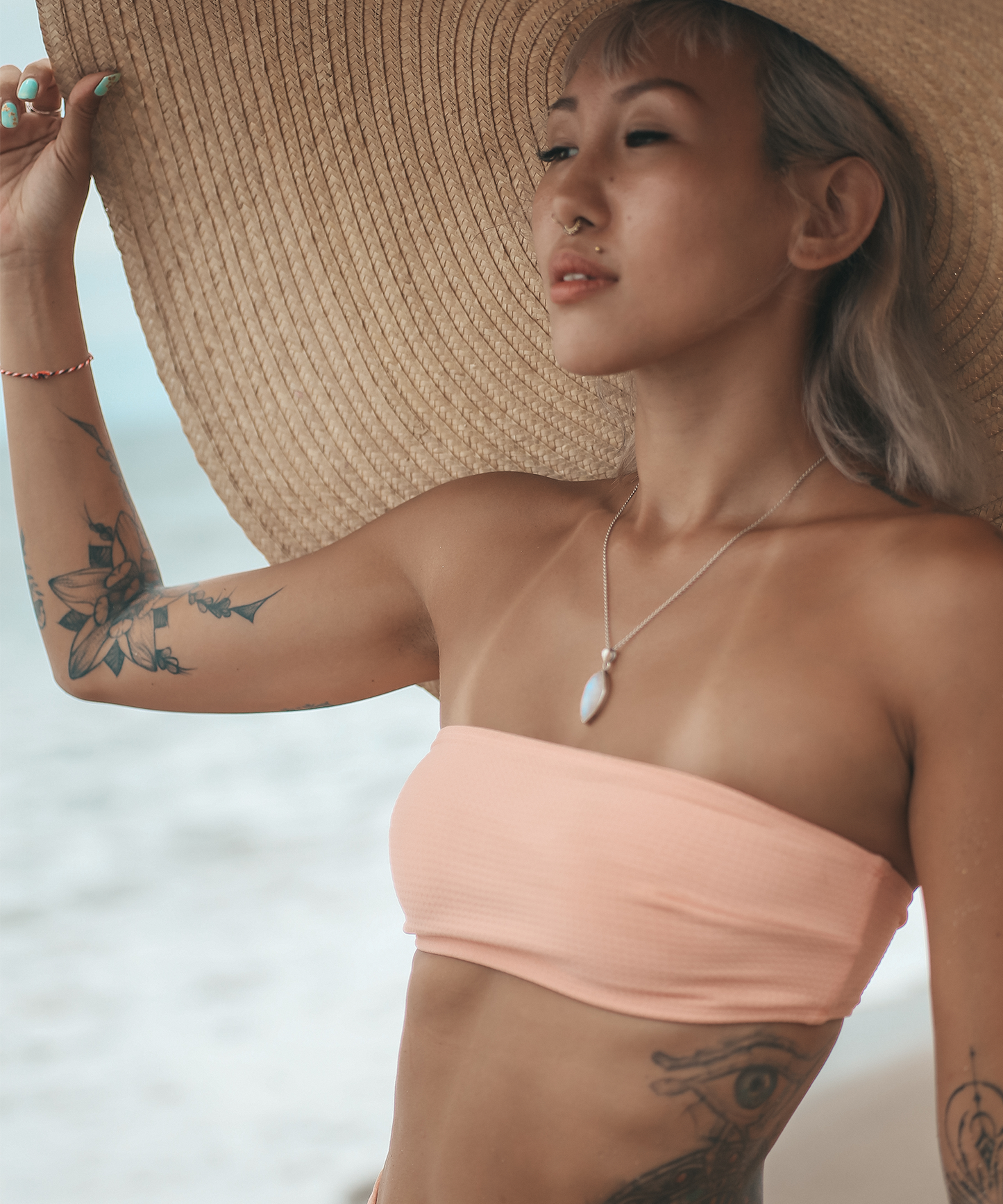 Textured Bandeau Bikini (Peach)