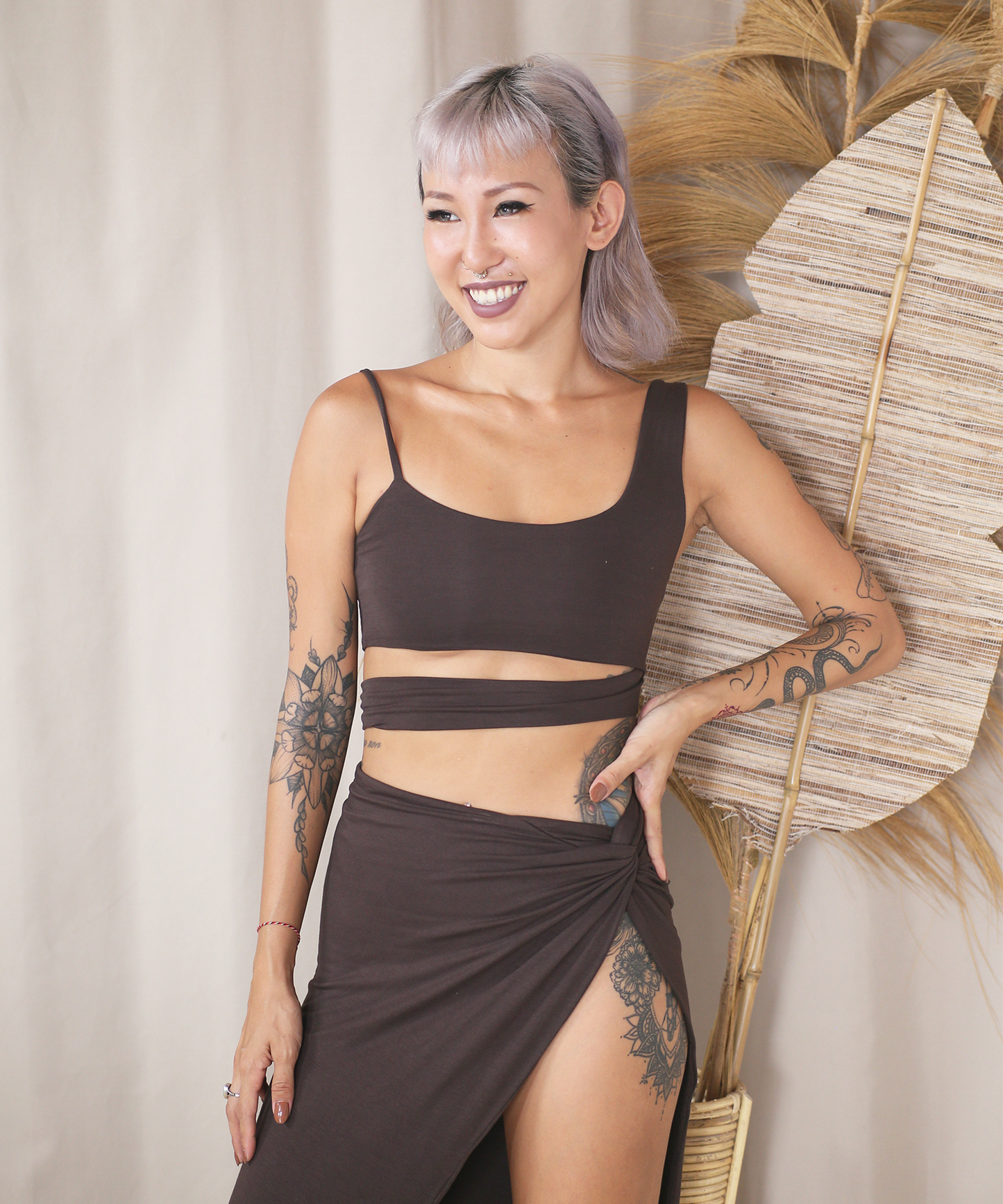 Toga Waist Strap Tank Top (Brown)