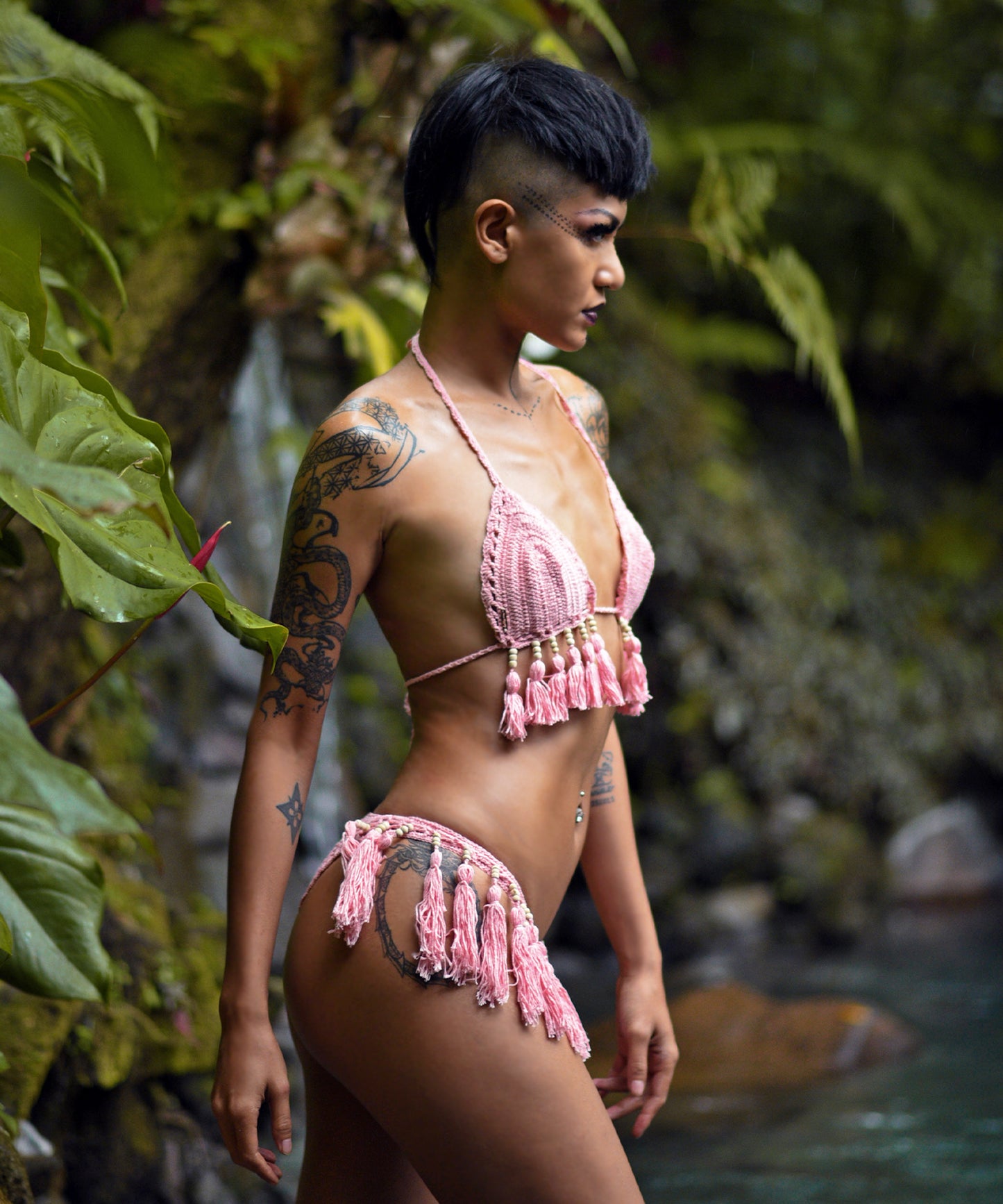 Tassels Crochet Bikini (Pink)