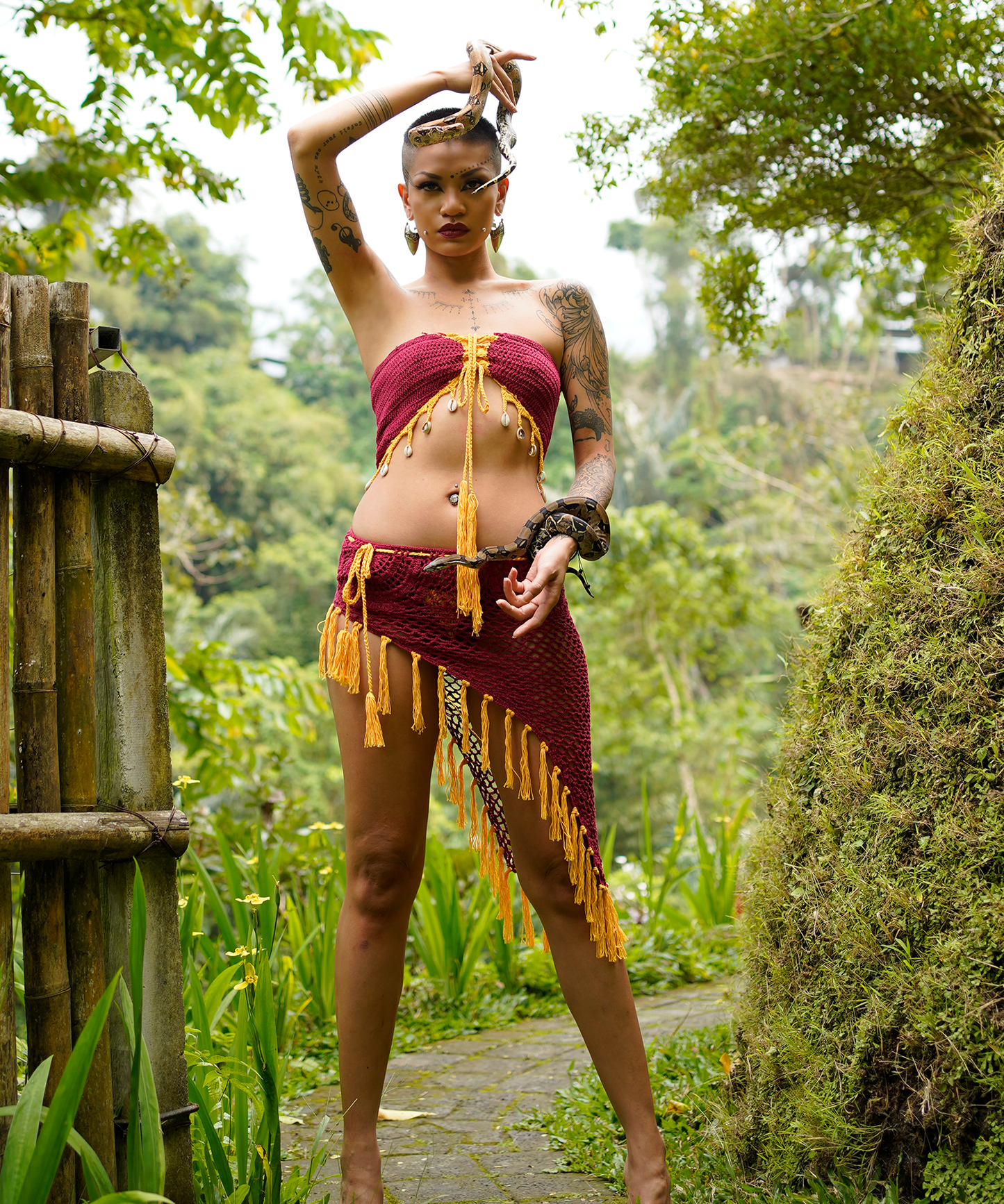 Crochet Midi Beach Cover Skirt (Burgundy)