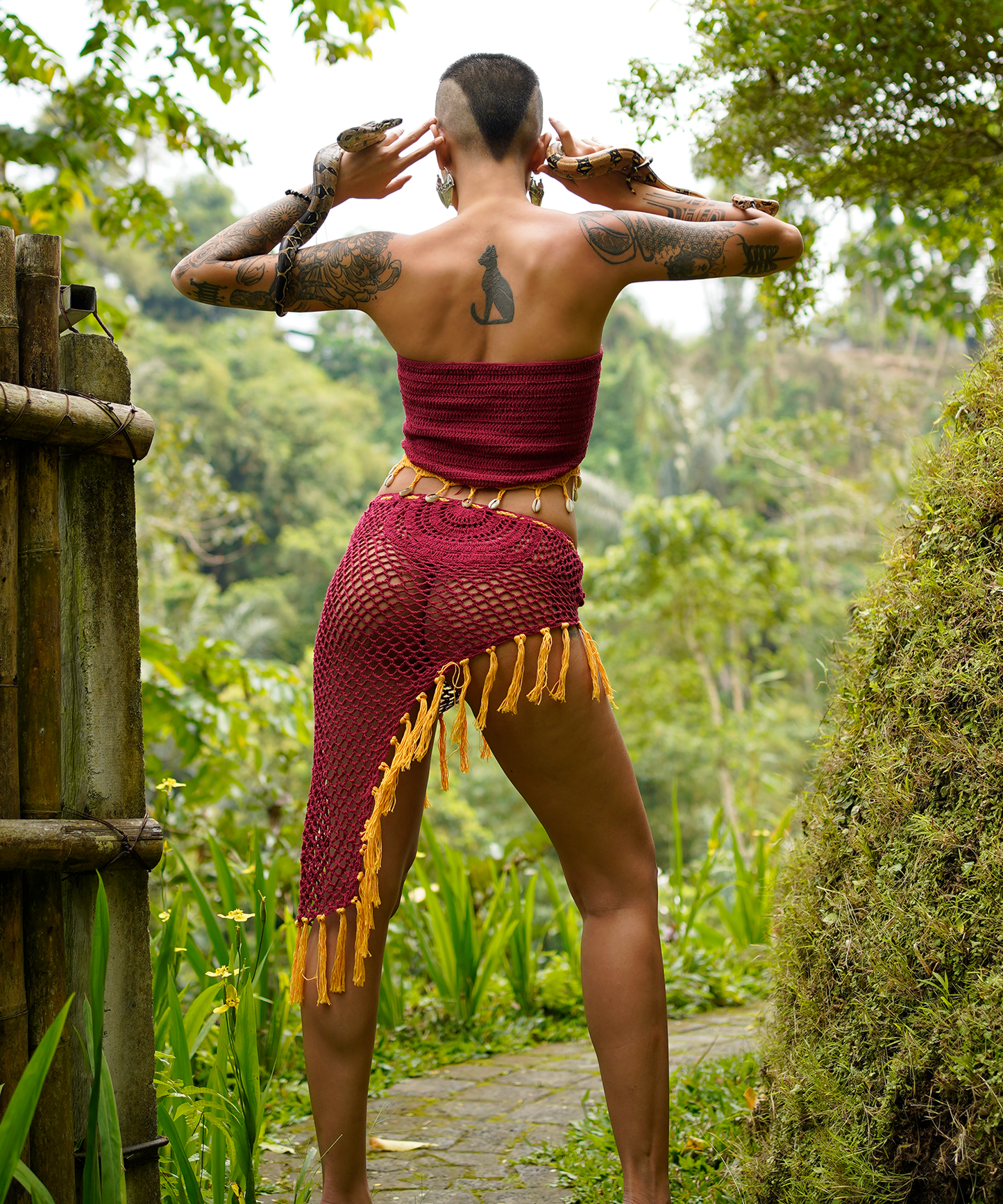 Crochet Midi Beach Cover Skirt (Burgundy)