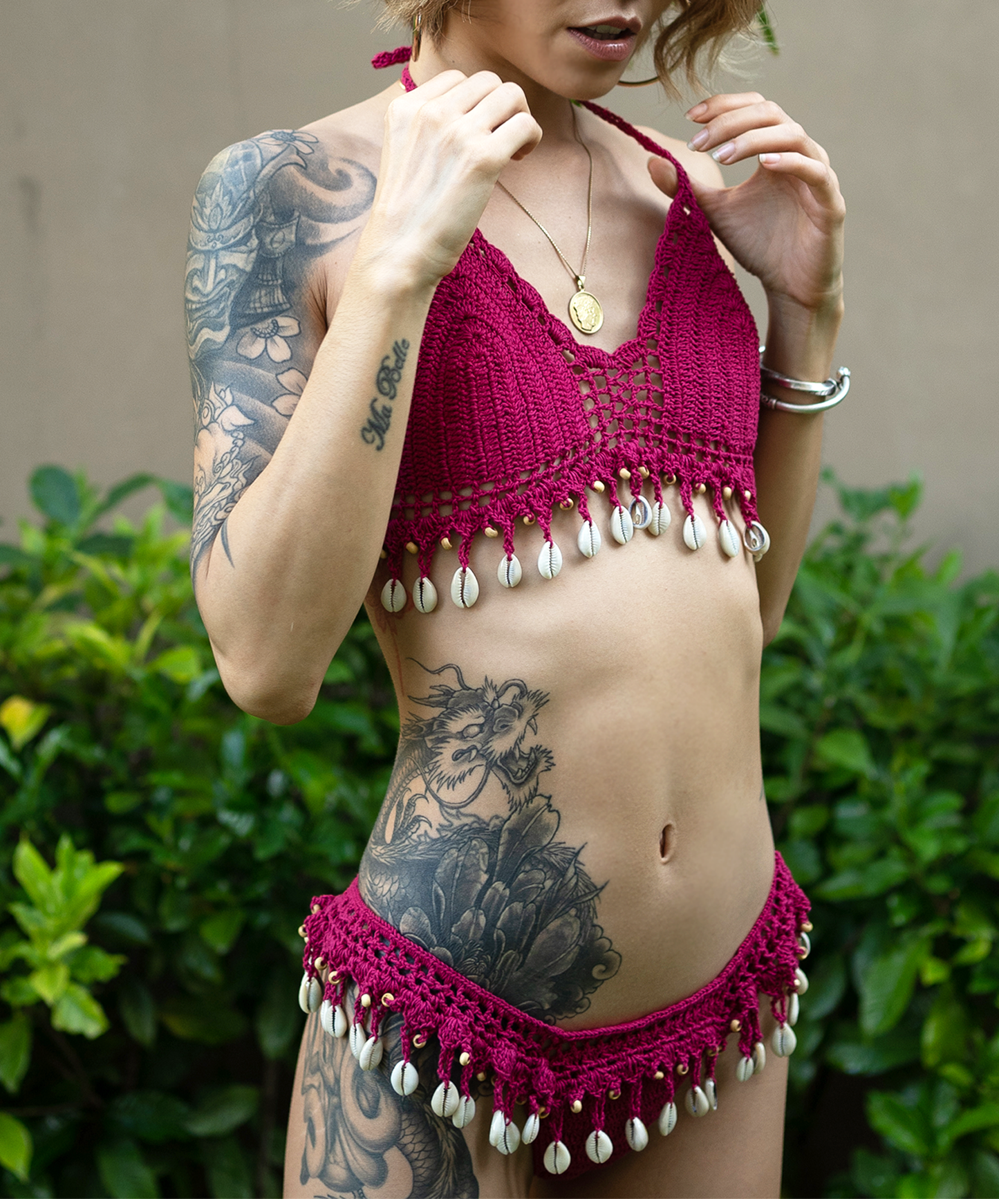 Crochet Seashell Bikini (Fuchsia)