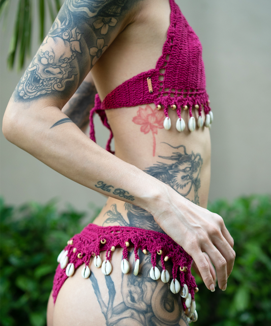 Crochet Seashell Bikini (Fuchsia)