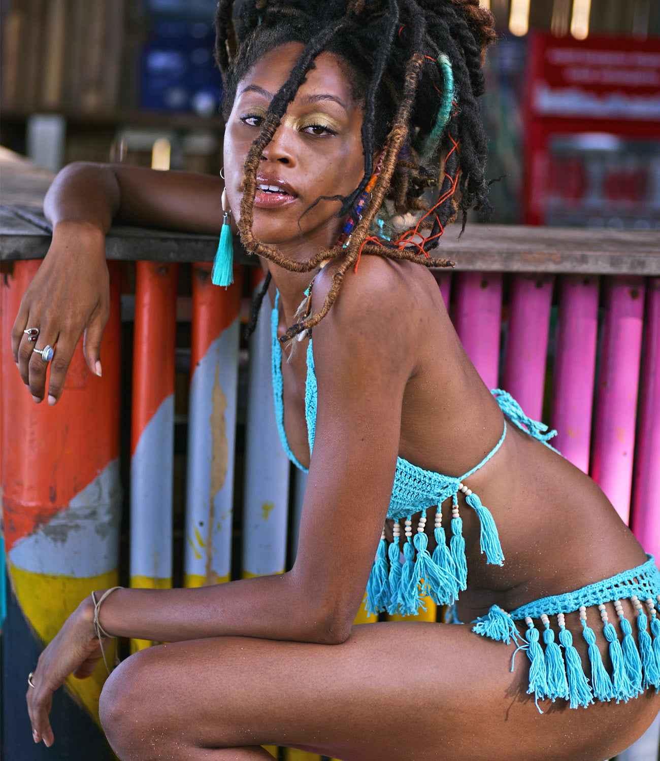 Tassels Crochet Bikini set (Aqua Blue)