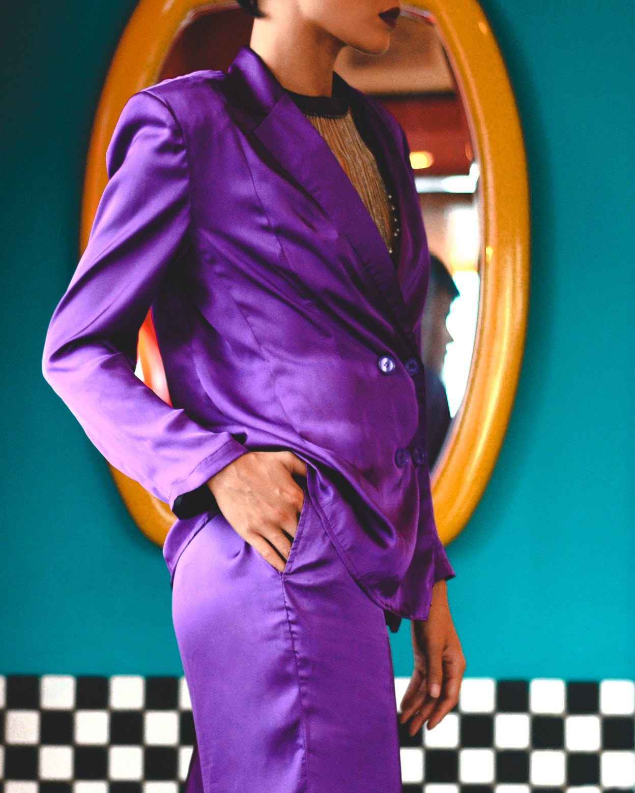 Grape Disco Cisco Satin Pantsuit