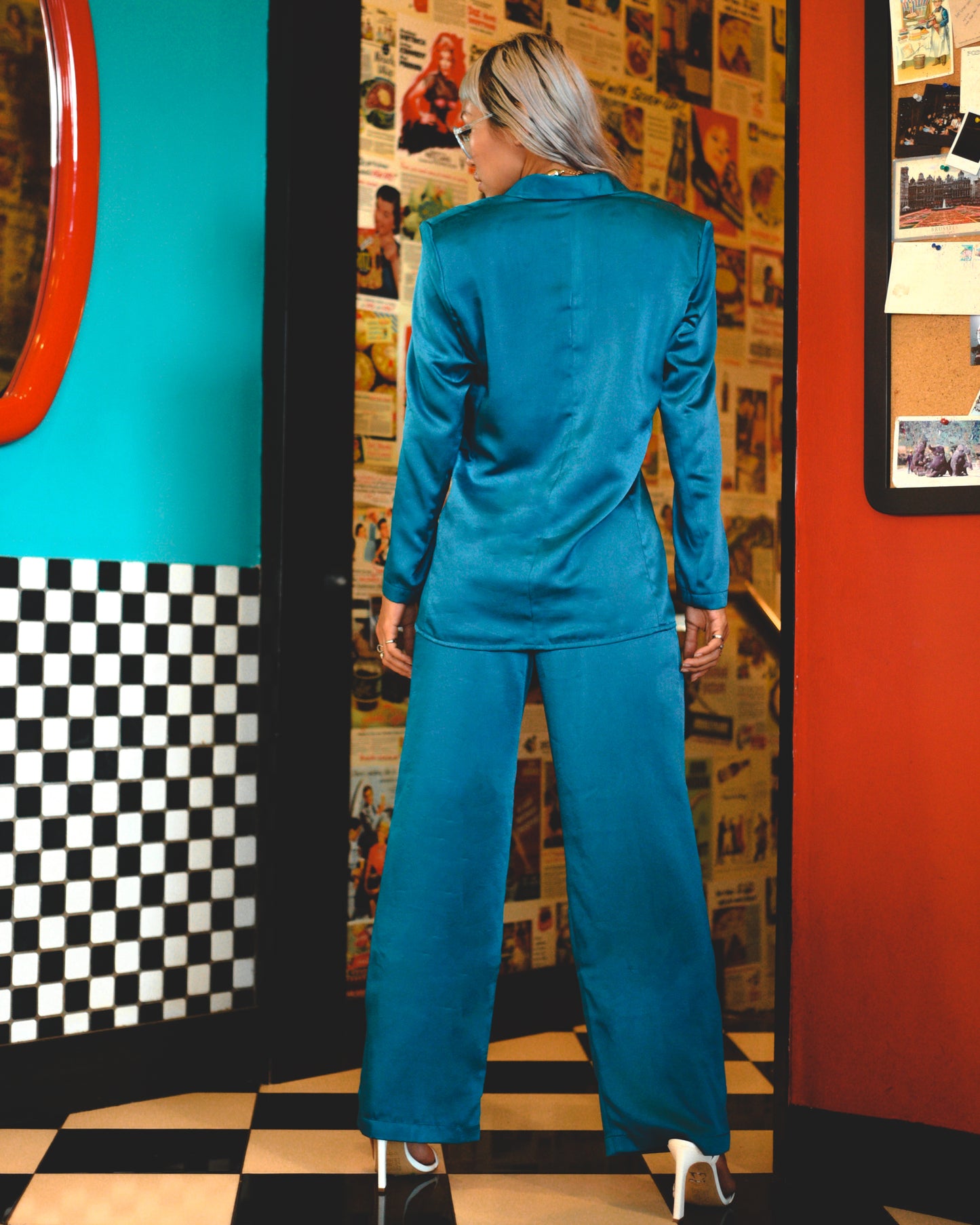 Blue Fig Disco Cisco Satin Pantsuit