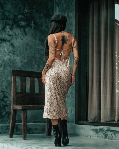 Daphne Silk Dress (Zebra Print)