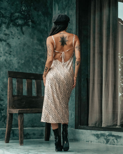 Daphne Silk Dress (Zebra Print)