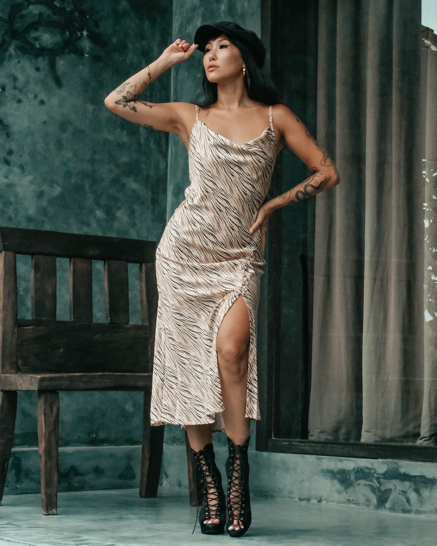 Daphne Silk Dress (Zebra Print)