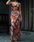 Freya Silk Dress (Orange Abstract)