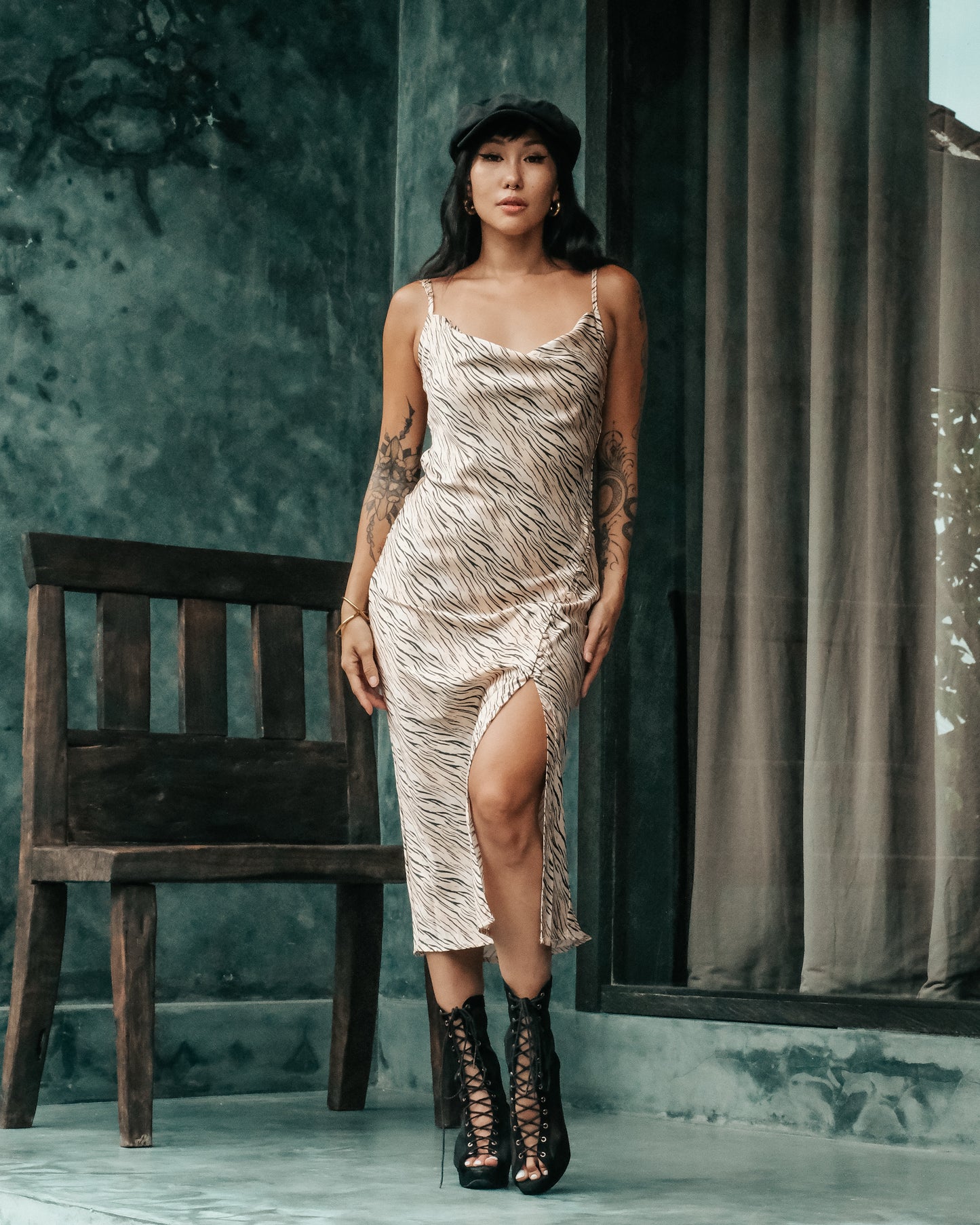 Daphne Silk Dress (Zebra Print)