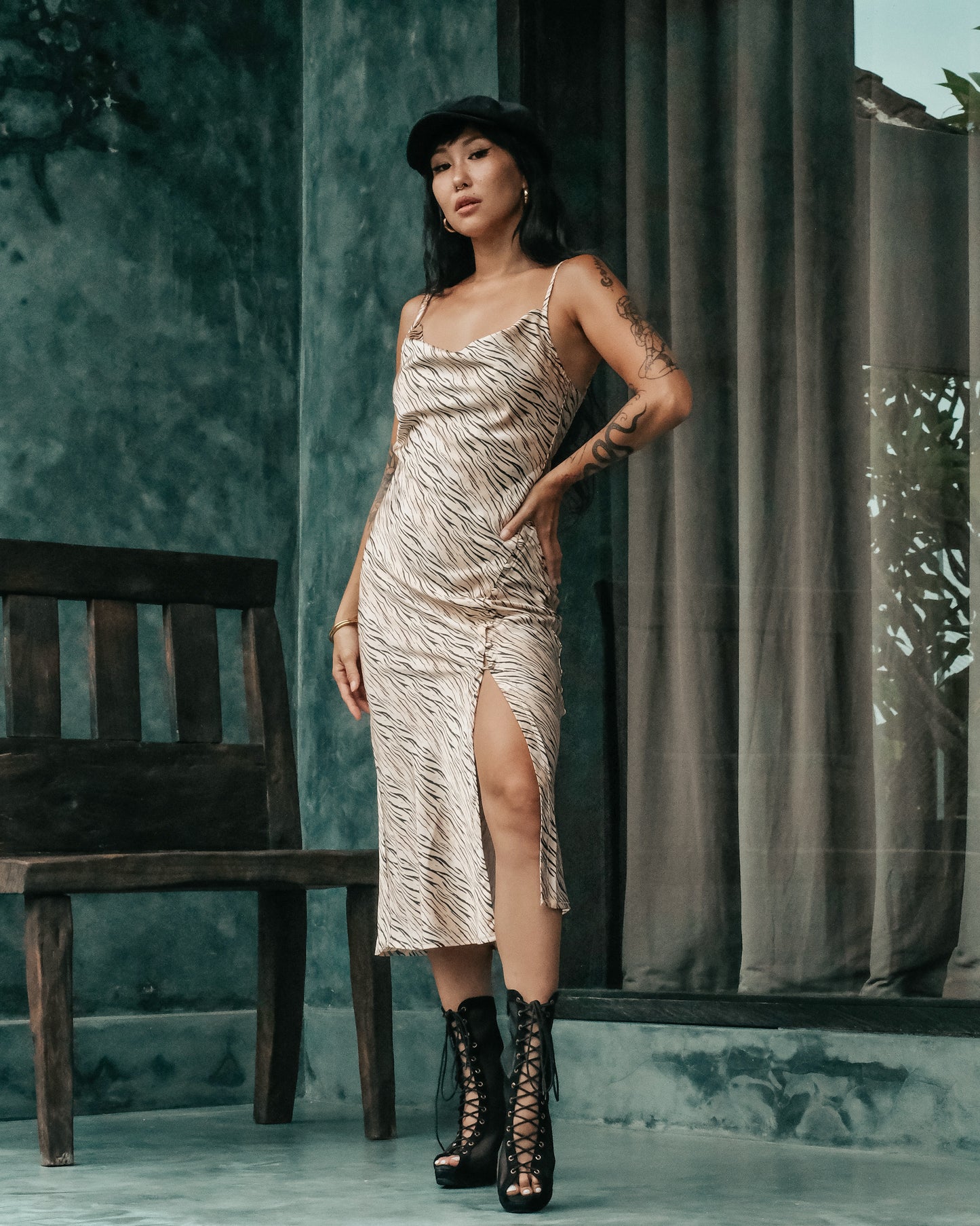 Daphne Silk Dress (Zebra Print)