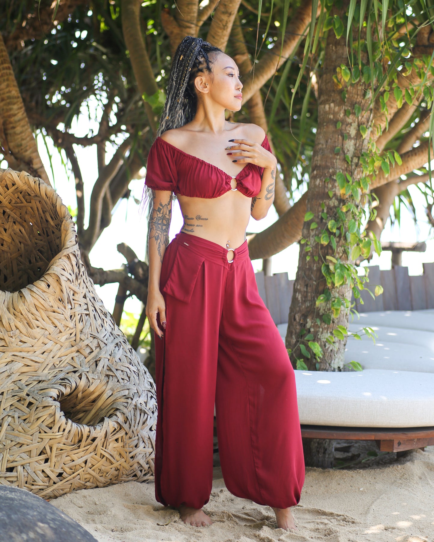 Jasmine Ring Top & Ring Split Pants Set