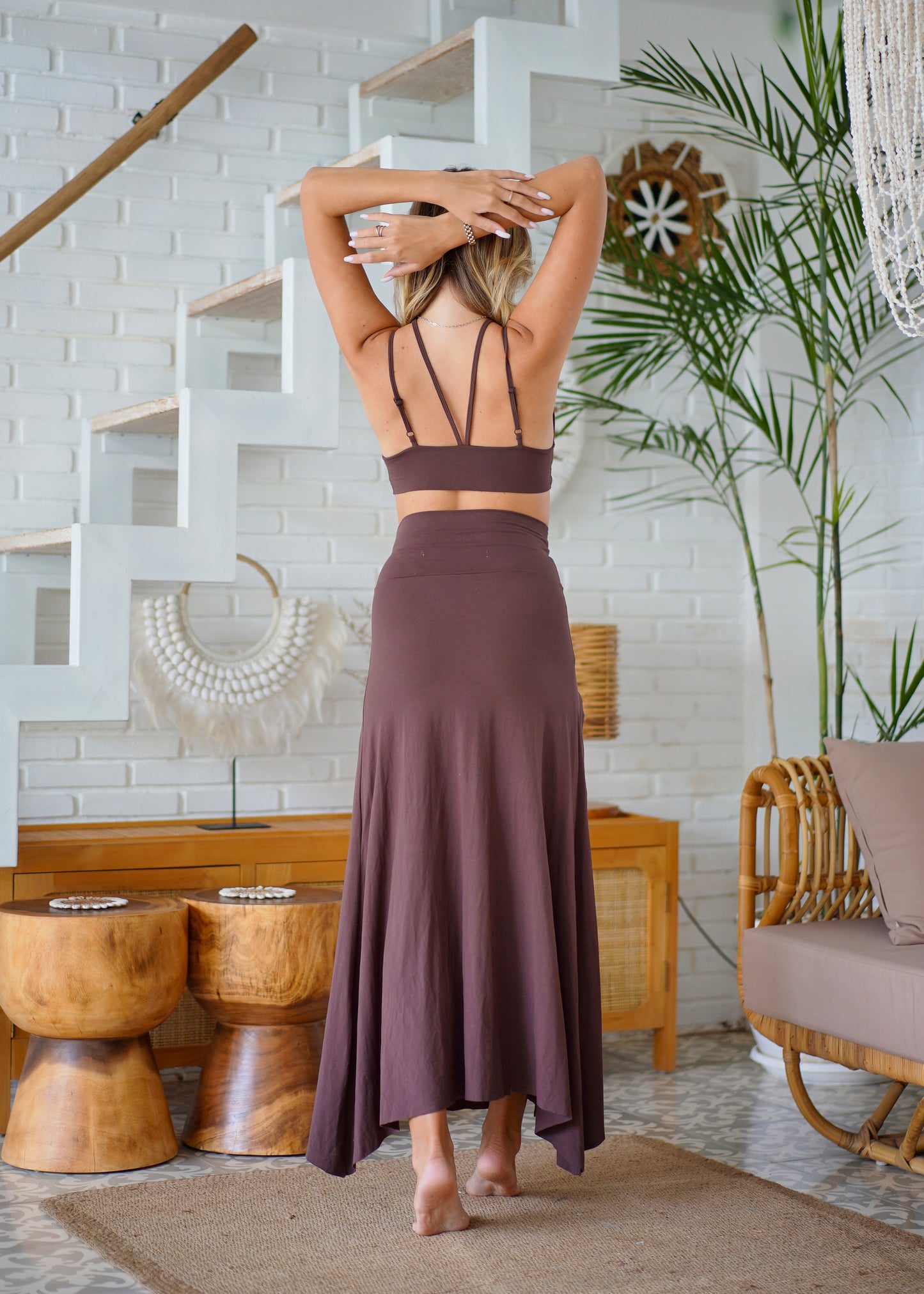 Lilith Choker Top & Double Split Skirt Chocolate