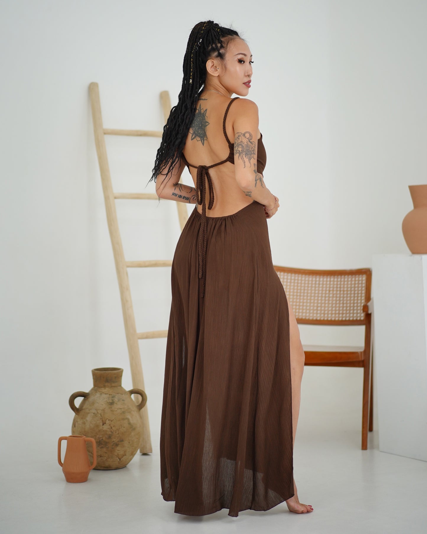 Venus Plait Dress (Brown)