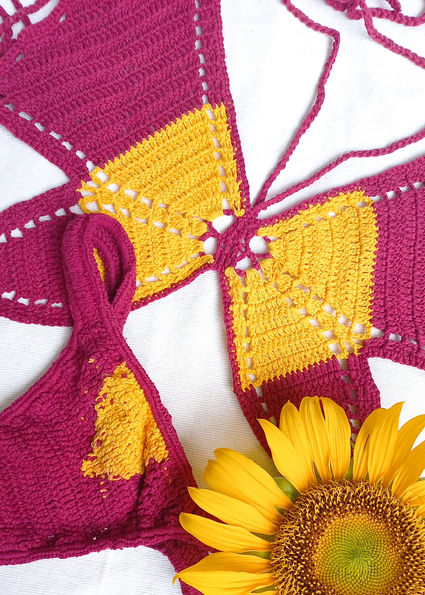 Butterfly Crochet Bikini Set (Burgundy)