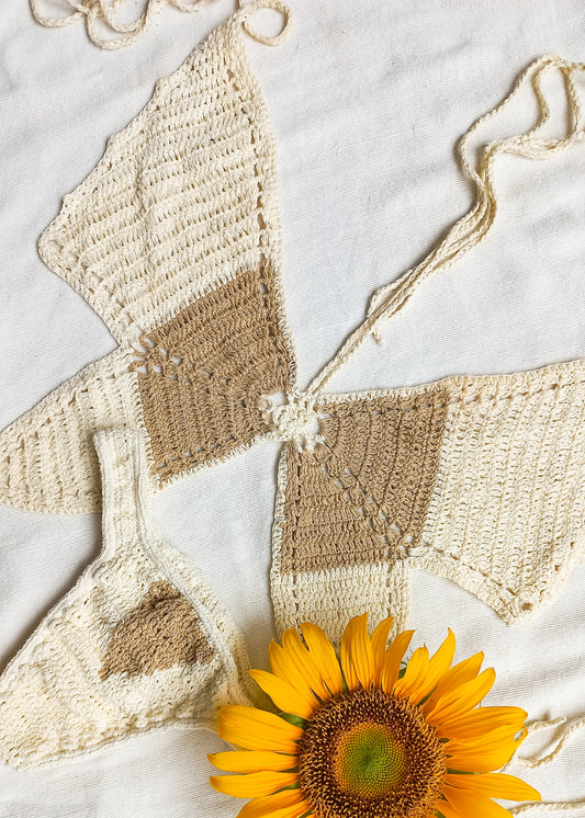 Butterfly Crochet Bikini Set (Cream)