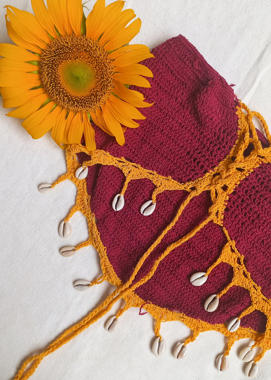 Crochet Tube/ Mini Skirt Beach Cover (Burgundy)