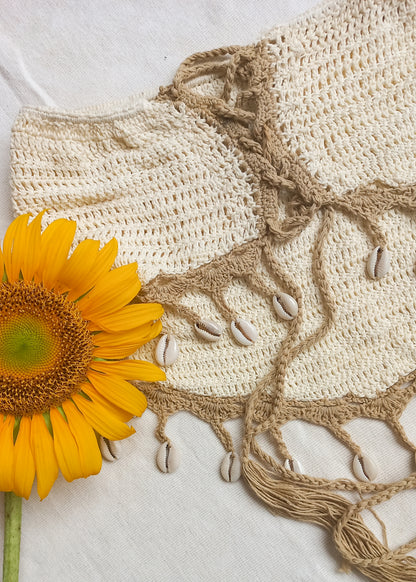 Crochet Tube/ Mini Skirt Beach Cover (Cream)
