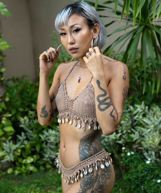 Crochet Seashell Bikini (Mocha)