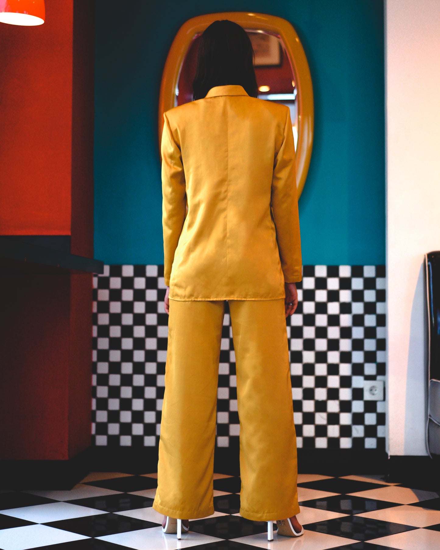 Lemon Disco Cisco Satin Pantsuit